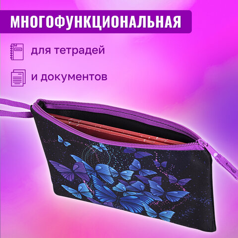 Папка для тетрадей BRAUBERG А5, 1 отделение, полиэстер, на молнии, с ручкой, "Fly Aways", 271499 - фото 11