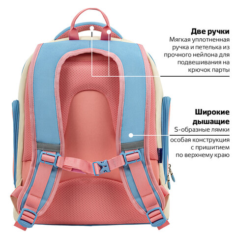 Рюкзак BRAUBERG CLASSIC, легкий каркас, премиум материал, "Tender", бежевый, 37х32х21 см, 272090 - фото 16