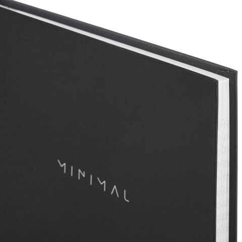 Блокнот А5 134х206 мм, 80 л., твёрдый, клетка, BRAUBERG "Minimal", черный, 116436 - фото 4