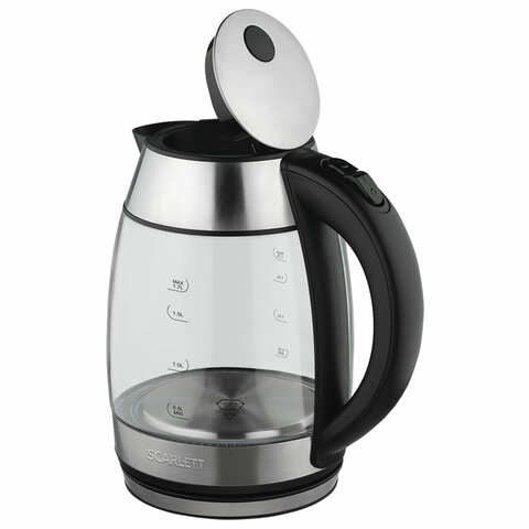 Чайник SCARLETT SC-EK27G94, 1,7 л, 2200 Вт, закрытый нагревательный элемент, стекло, черный - фото 3