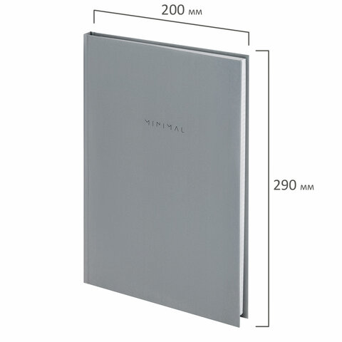 Блокнот БОЛЬШОЙ ФОРМАТ 200х290 мм, А4, 80 л., твердый, клетка, BRAUBERG "Minimal", серый, 116433 - фото 2