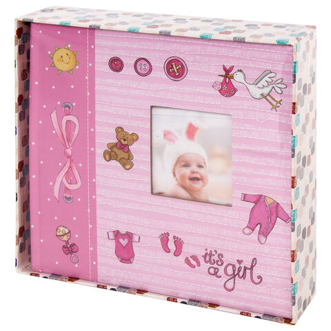 Фотоальбом BRAUBERG "It's a girl" на 200 фото 10х15 см, твердая обложка, бумажные страницы, бокс, розовый, 391145 - фото 10