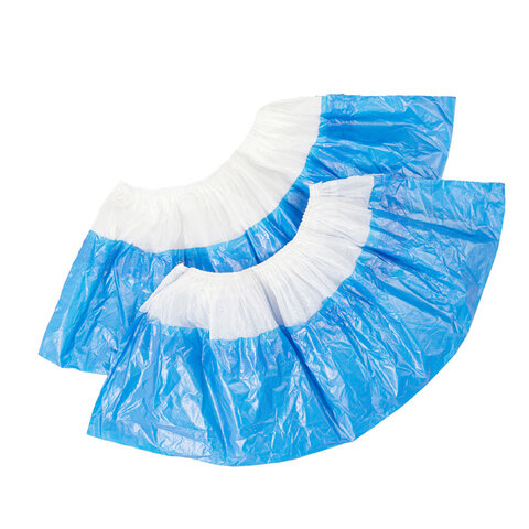 Бахилы двойные, КОМПЛЕКТ 100 шт. (50 пар), СУПЕР ЭКСТРА, 39х14 см, двойная резинка, 54 мкм, 5,1 г, ELEGREEN, ПНД-8/19/2р-Б-С - фото 2