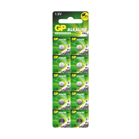 Батарейка GP Alkaline, A76 (G13, LR44), алкалиновая, 1 шт., в блистере (отрывной блок), A76-С10 Батарейка GP Alkaline, A76 (G13, LR44), алкалиновая, 1 шт., в блистере (отрывной блок), A76-С10 - фото 1