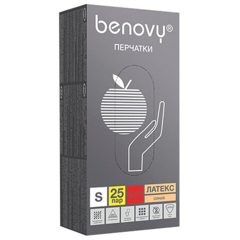 Перчатки латексные смотровые 25 пар (50 шт.), прочные, размер S (малый), BENOVY High Risk, ЧЗ - фото 4