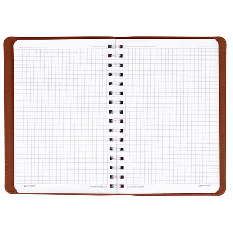 Бизнес-тетрадь на гребне А5 148x218 мм, BRAUBERG "Office PRO", под кожу, клетка, 80 л., коричневая, 111044 - фото 14