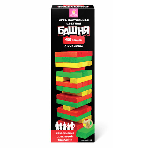 Игра настольная "ЦВЕТНАЯ БАШНЯ", 48 окрашенных деревянных блоков + кубик, ЗОЛОТАЯ СКАЗКА, 662295 - фото 9