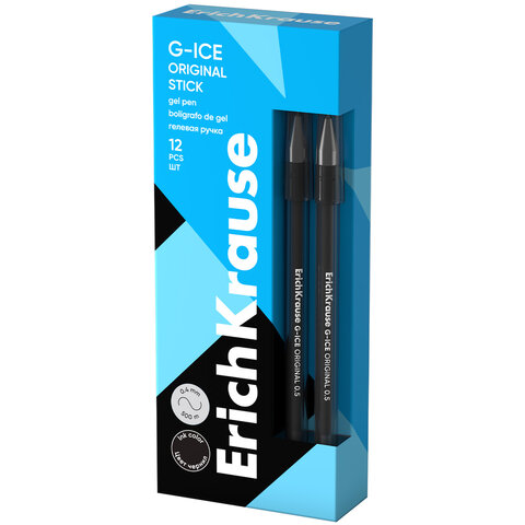 Ручка гелевая ERICH KRAUSE "G-Ice", ЧЕРНАЯ, корпус прозрачный, игольчатый узел 0,5 мм, линия письма 0,4 мм, 39004 - фото 8