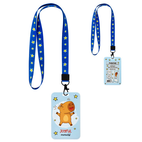 Бейдж вертикальный с 3D-печатью "Капибара" (85х54 мм), лента 45 см, СЛАЙДЕР, FUNSTER (ФАНСТЕР), 238829 - фото 9