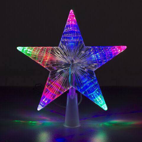 Звезда на ель ЗОЛОТАЯ СКАЗКА 10 LED, 16,5 см, прозрачный корпус, 3 цвета, на батарейках, 591272 - фото 3