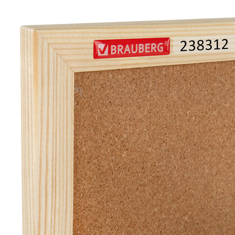 Доска пробковая для объявлений 90х120 см, деревянная рамка, BRAUBERG Wood, 238312 - фото 3