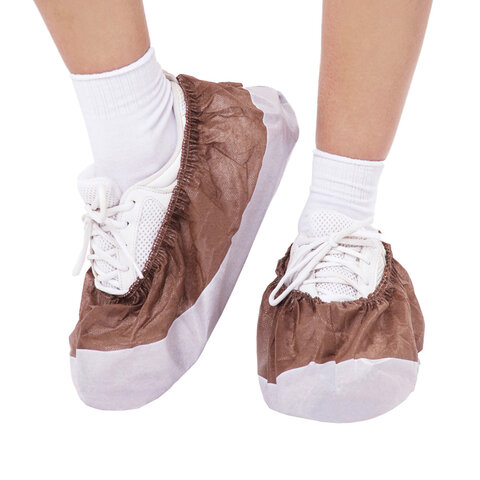 Бахилы ламинированные, КОМПЛЕКТ 500 шт., 38х16 см, спанбонд + ПВД, 100 мкм, 13 г, коричневые, ELEGREEN, ПВД-50/2р-Кор-Б - фото 2