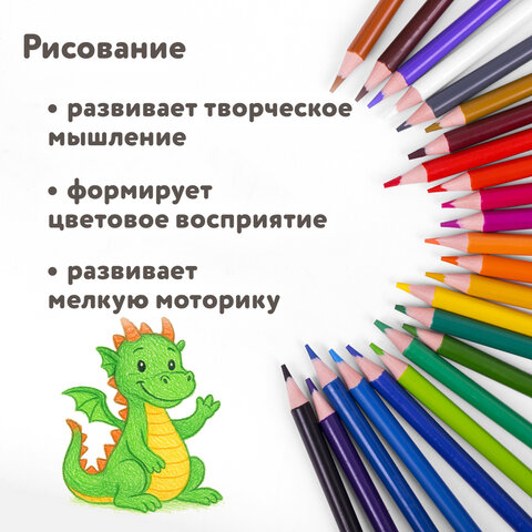 Карандаши цветные BRAUBERG KIDS NEW, 12 цветов, трехгранные, грифель 3 мм, 182001 - фото 13
