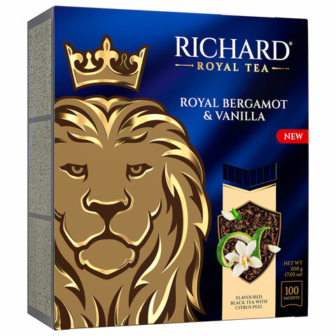 Чай RICHARD "Royal bergamot & vanilla" черный, 100 пакетиков в конвертах по 2 г, 102736 - фото 5