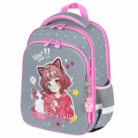 Ранец BRAUBERG QUADRO, 3 отделения, с брелком, "Anime friends", 37х28х18 см, 272022 - фото 1
