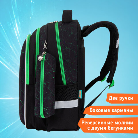 Рюкзак SNOOBAG (СНУБЭГ) MIND с пеналом в комплекте, 2 отделения, "Неоновый паук", 40х28х18 см, 274444 - фото 14