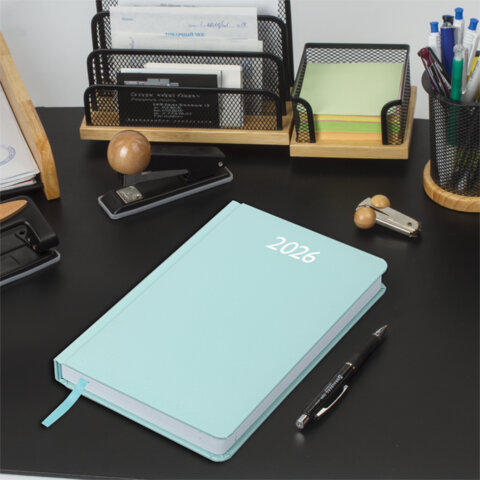 Ежедневник датированный 2026, А5, 138x213 мм, BRAUBERG "Profile", балакрон, мятный, 117074 - фото 5