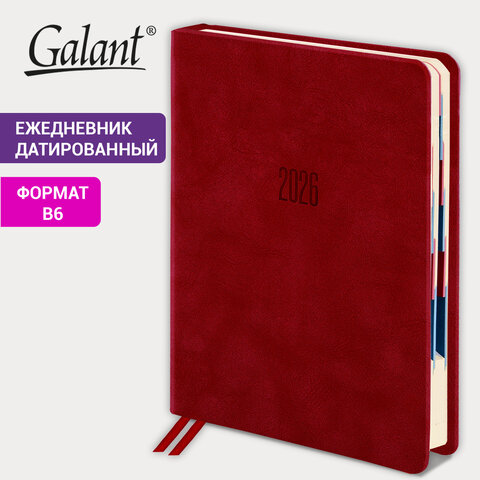 Ежедневник датированный 2026 B6 125х173 мм, GALANT "Vivid", под кожу, красный, 117413 - фото 14