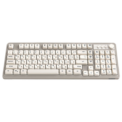 Клавиатура проводная USB, 102+98 клавиш, LED-подсветка, SONNEN K620, слоновая кость / серая, 513950 - фото 7