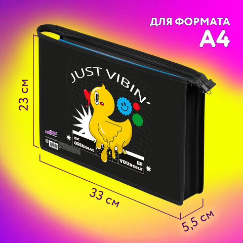 Папка для тетрадей ЮНЛАНДИЯ А4, 1 отделение, картон/пластик, конгрев, на молнии, "Duck tales", 272134 - фото 9