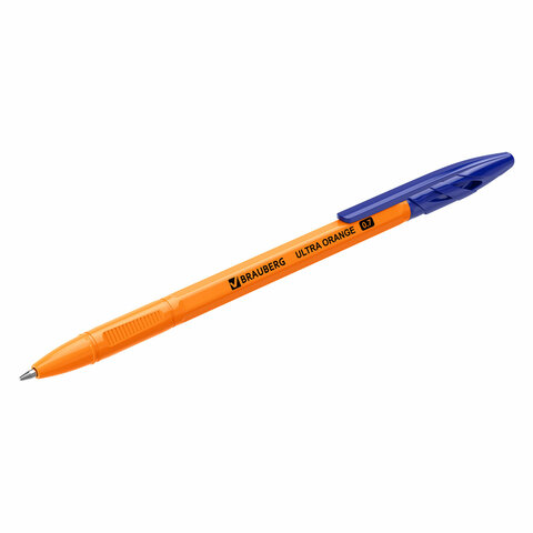 Ручки шариковые BRAUBERG "ULTRA ORANGE", СИНИЕ, НАБОР 10 штук, корпус оранжевый, узел 0,7 мм, 143571 - фото 6