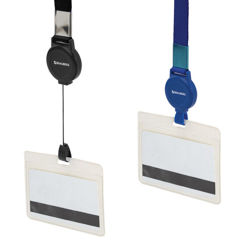 Держатель-рулетка для бейджей 70 см, с лентой 45 см, черный, BRAUBERG EXTRA, 238838 - фото 3