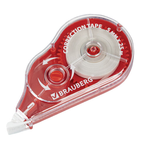 Корректирующая лента BRAUBERG MAXI PLUS, 5 мм х 25 м, механизм перемотки, корпус красный, блистер, 272501 - фото 4