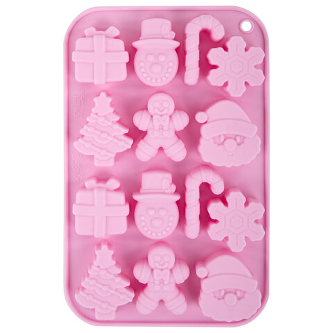 Форма для выпечки новогодняя 21х13 см "Xmas Sweets", силикон, 14 ячеек, рецепт, ЗОЛОТАЯ СКАЗКА, 592471 - фото 4
