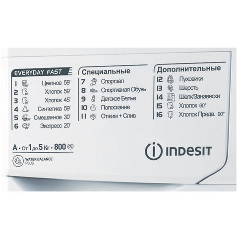 Стиральная машина INDESIT EWSB 5085 CIS, 800 об/мин, 5 кг, фронтальная загрузка, 16 программ, белая, 869991565300 - фото 7