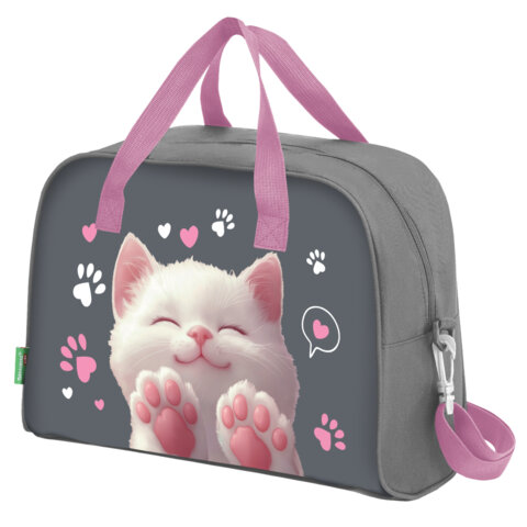 Сумка для занятий BRAUBERG KIDS с ручками, с плечевым ремнем, подкладка, 35x25x15 см, "Кот-мурлыка", 274629 - фото 1