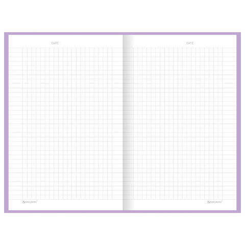 Блокнот А5 134х206 мм, 80 л., твёрдый, клетка, BRAUBERG "Minimal", сиреневый, 116440 - фото 5