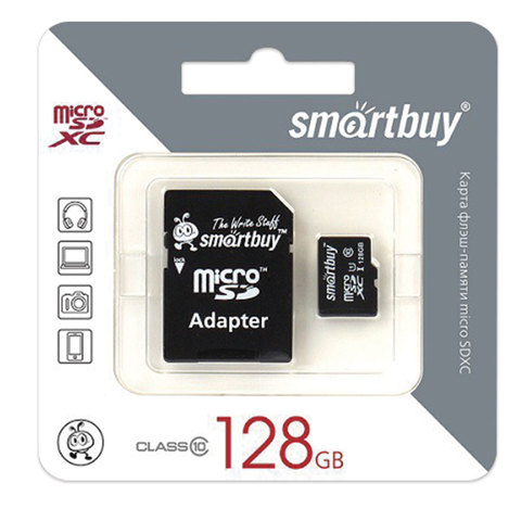 Карта памяти SmartBuy microSDXC 128Gb UHS-I Cl10 +ад, SB128GBSDCL10-01 - фото 2