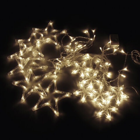 Электрогирлянда-занавес комнатная 3х1 м, 138 LED, с насадками, вид: "Звёзды", тёплый белый, 220V, ЗОЛОТАЯ СКАЗКА, 591338 - фото 3