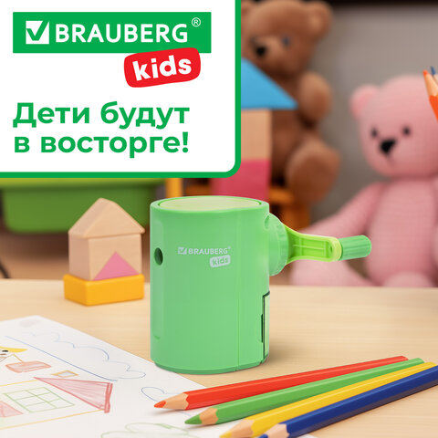 Точилка механическая BRAUBERG KIDS, для простых и цветных карандашей, корпус мятный, крепление к столу, 272003 - фото 19