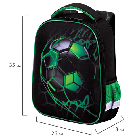 Ранец BRAUBERG KIDS START, 1 отделение, 2 кармана, "Green ball", 35х26х13 см, 272092 - фото 8