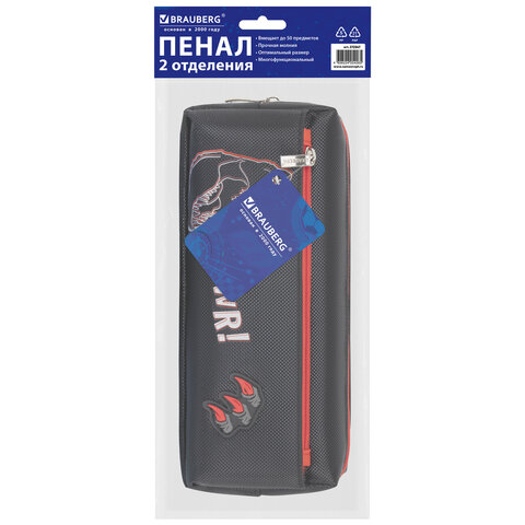 Пенал мягкий BRAUBERG, 2 отделения, полиэстер, "Roar", черный, 21х9х6 см, 272347 - фото 6