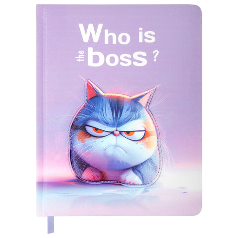 Дневник 1-11 класс 48 л., обложка кожзам (твердая с поролон), 3D-элемент, BRAUBERG, "Суровый кот", 107221 - фото 1