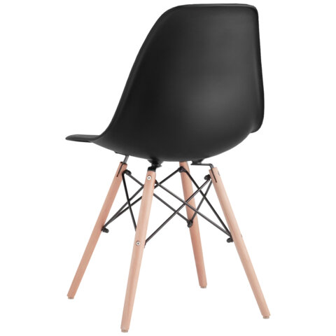Стулья BRABIX "Eames CF-010", КОМПЛЕКТ 4 шт., пластик черный, опоры дерево/металл, 532631, 2033A - фото 4