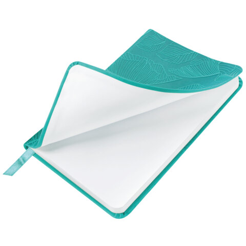 Еженедельник датированный 2026 МАЛЫЙ ФОРМАТ 95х155 мм, А6, BRAUBERG "Foliage", под кожу, бирюза, 117197 - фото 3