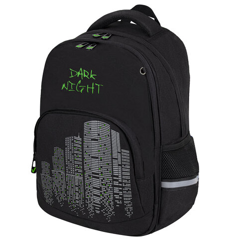 Рюкзак BRAUBERG SOFT, 2 отделения, 3 кармана, "Dark night", СВЕТООТРАЖАЮЩИЙ ПРИНТ, 40х31х15 см, 273119 - фото 1