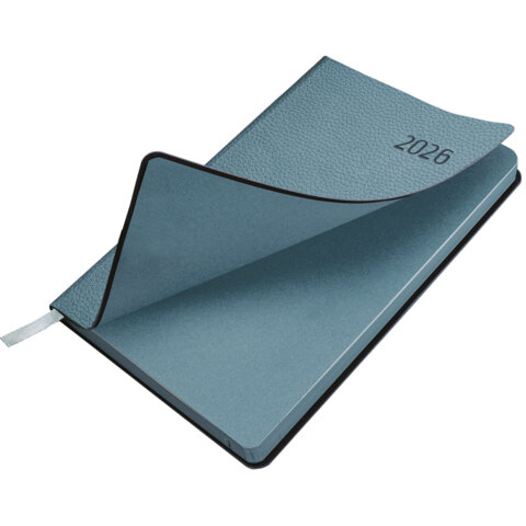 Ежедневник датированный 2026 А5 138x213 мм, BRAUBERG "Stylish", под кожу, гибкий, серо-голубой, 117105 - фото 4