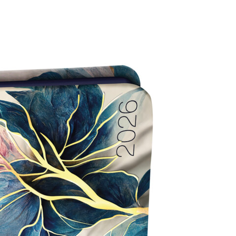 Еженедельник датированный 2026 МАЛЫЙ ФОРМАТ 95х155 мм, А6, BRAUBERG "Vista", под кожу, "Цветы", 117204 - фото 3