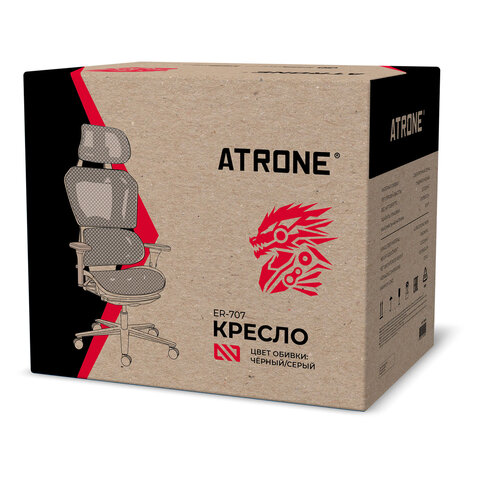 Кресло ATRONE (АТРОН) "Optimus ER-707", адаптивный механизм со слайдером, сетка, черный/серый, 532967 - фото 23