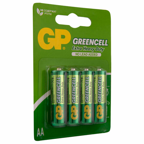 Батарейки КОМПЛЕКТ 4 шт., GP GreenCell AA (R6, 15G), солевые, пальчиковые, блистер, 15G-2CR4 - фото 3