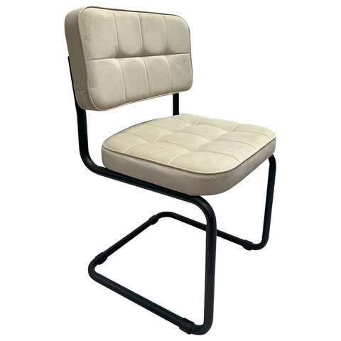 Стулья КОМПЛЕКТ 2 шт., РС14М, черный каркас, велюр, бежевый, разобранные - фото 2