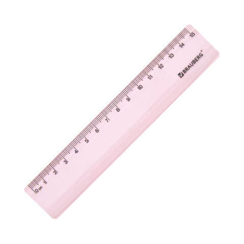 Линейка пластиковая 15 см BRAUBERG "PASTEL", тонированная, ассорти, 117012 - фото 5