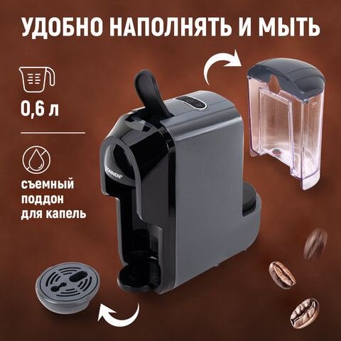 Кофемашина капсульная 3 в 1 для молотого кофе и капсул DOLCE GUSTO и NESPRESSO, SONNEN CM510G, 1450 Вт, 0,6 л, графит, 457339 - фото 25