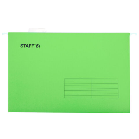 Подвесные папки A4/Foolscap (404х240 мм) до 80 л., КОМПЛЕКТ 10 шт., зеленые, картон, STAFF, 270934 - фото 2