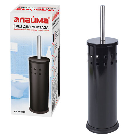 Ершик для унитаза с подставкой, металл, черный, глянцевый, LAIMA, 604960 - фото 1
