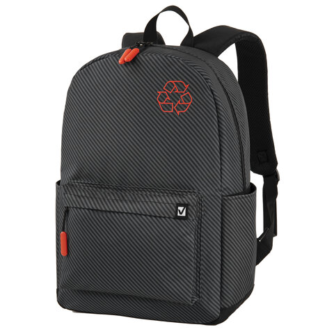 Рюкзак BRAUBERG ENERGETIC универсальный, эргономичный, "Recycle", черный\серый, 43х30х16 см, 270796 - фото 1